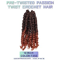 6 Inches 8 Packs Super Short Passion Twist Crochet Hair For Black Women And Kids Ombre Ginger Pre Looped Pretwisted Crochet Hai