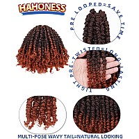 6 Inches 8 Packs Super Short Passion Twist Crochet Hair For Black Women And Kids Ombre Ginger Pre Looped Pretwisted Crochet Hai