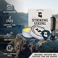 Striking Viking Mustache Wax Comb Kit Beard Mustache Wax For Men With Strong Hold Natural Beeswax Helps Tame Style Gro