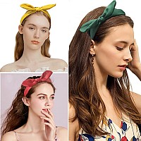 Lvyeer Hairband 6 Pieces Bow Headbands For Women Knotted Headbands Wired Rabbit Ears Cute Headbands Fashion Side Bow Hair Acces