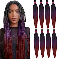 Fayeta Ombre 1Bpurpleburgundy Pre Stretched Braiding Hair 248 Packs Braid Hair Extensions 100 Kanekalon Synthetic Croche