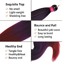 Fayeta Ombre 1Bpurpleburgundy Pre Stretched Braiding Hair 248 Packs Braid Hair Extensions 100 Kanekalon Synthetic Croche