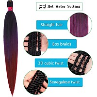 Fayeta Ombre 1Bpurpleburgundy Pre Stretched Braiding Hair 248 Packs Braid Hair Extensions 100 Kanekalon Synthetic Croche