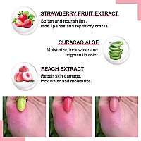 Evpct 3Pcs Aloe Vera Strawberry Peach Pink Color Changing Lipstick Tinted Lip Color Balm Gloss Tint Set Green Magic Ph Mood Kids