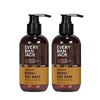 Every Man Jack Beard and Face Wash, Sandalwood Fragance, 6.7 FL OZ / 200mL (Pack of 2)