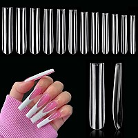 504Pcs 3Xl Clear Nail Tips For Acrylic Nails Professional Xxxl Extra Long Tapered Square Full Cover Nail Tips 12 Sizes Balleri