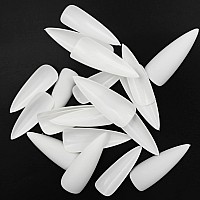 Loveourhome 100Pc Stiletto Press On Nails Long Fake Nails Matte Pointy False Nails Full Cover White Acrylic Stiletto Nail Tips C