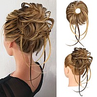 Hoojih Messy Bun Hair Piece Super Long Tousled Updo Hair Bun Extensions Wavy Hair Wrap Ponytail Hairpieces Hair Scrunchies With