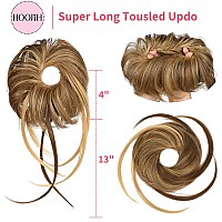 Hoojih Messy Bun Hair Piece Super Long Tousled Updo Hair Bun Extensions Wavy Hair Wrap Ponytail Hairpieces Hair Scrunchies With