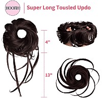 Hoojih Messy Bun Hair Piece Super Long Tousled Updo Hair Bun Extensions Wavy Hair Wrap Ponytail Hairpieces Hair Scrunchies With