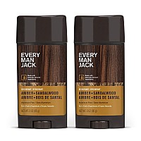 Every Man Jack Mens Deodorant - Stay Fresh with Aluminum Free Deodorant For all Skin Types - Odor Crushing, Long Lasting, with Naturally Derived Ingredients - 3oz - 2pack (Amber + Sandalwood)