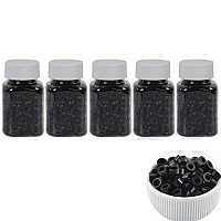 5000 Pcs Silicone Lined Micro Rings Links Beads 5Mm Lined Beads For Hair Extensions Black