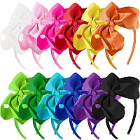 Siquk Hair Bow Headbands 12 Pieces Grosgrain Headband With Bow Ribbon For Girls 12 Colors 12 Count Pack Of 1 Soft And Comf