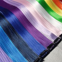 25 Pack Colored Party Highlights Clip in Hair Extensions for Women Kids Girls 22 inches Multi-colors Straight Hair Synthetic Hairpieces In The Party(25 colored)