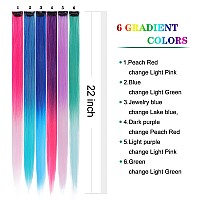 25 Pack Colored Party Highlights Clip in Hair Extensions for Women Kids Girls 22 inches Multi-colors Straight Hair Synthetic Hairpieces In The Party(25 colored)