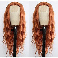 Evlynn Ginger Orange Color Lace Front Wigs Loose Wave Wigs For Fashion Women Heat Resistant Natural Wave Auburn Wigs Long Wavy S