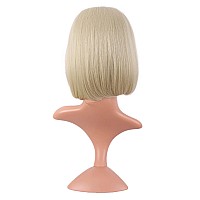 MapofBeauty 12 Inch /30 cm Fashion Lady Short Straight Synthetic Flat Bangs Bob Wig (Blonde)