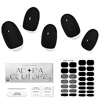 Adora Couture Semi Cured Gel Nail Strips Black 30Pcs Glitter Solid Black Midnight Gel Nail Sticker Gel Nail Stickers With U