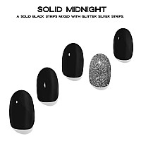 Adora Couture Semi Cured Gel Nail Strips Black 30Pcs Glitter Solid Black Midnight Gel Nail Sticker Gel Nail Stickers With U