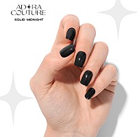 Adora Couture Semi Cured Gel Nail Strips Black 30Pcs Glitter Solid Black Midnight Gel Nail Sticker Gel Nail Stickers With U