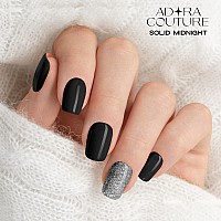 Adora Couture Semi Cured Gel Nail Strips Black 30Pcs Glitter Solid Black Midnight Gel Nail Sticker Gel Nail Stickers With U