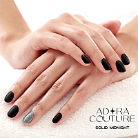 Adora Couture Semi Cured Gel Nail Strips Black 30Pcs Glitter Solid Black Midnight Gel Nail Sticker Gel Nail Stickers With U