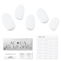 Adora Couture Semi Cured Gel Nail Strips White 30Pcs Glossy Solid White Strips Gel Nail Sticker Gel Nail Stickers With Uv Lig