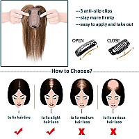 SEGO Topper Hair Piece 100% Remy Human Hair Toppers with Bangs for Women Hand-made Silk Base Clip in Topper Wiglets Hairpieces for Thinning Hair 12 Inch 4P27# Medium Brown&Dark Blonde 38g