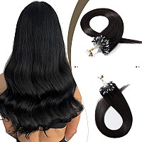 Sego Micro Loop Human Hair Extensions 20 Inch Natural Black Micro Beads Hair Extensions Human Hair Cold Fusion Micro Ring Hair E