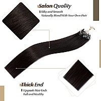 Sego Micro Loop Human Hair Extensions 20 Inch Natural Black Micro Beads Hair Extensions Human Hair Cold Fusion Micro Ring Hair E