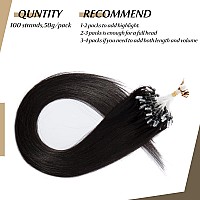 Sego Micro Loop Human Hair Extensions 20 Inch Natural Black Micro Beads Hair Extensions Human Hair Cold Fusion Micro Ring Hair E