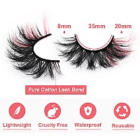 False Lashes with Color Faux Mink Eyelashes Wispies Fluffy Colored Lashes Dramatic Strip Lashes Pack (Pink)