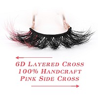 False Lashes with Color Faux Mink Eyelashes Wispies Fluffy Colored Lashes Dramatic Strip Lashes Pack (Pink)