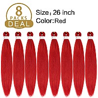 Aqinbel Red Braiding Hair 8 Bundlespack Braiding Hair 26 Pre Stretched Braiding Hair Itch Free Crochet Twist Braids Hair Yaki