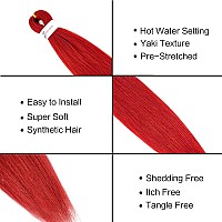 Aqinbel Red Braiding Hair 8 Bundlespack Braiding Hair 26 Pre Stretched Braiding Hair Itch Free Crochet Twist Braids Hair Yaki