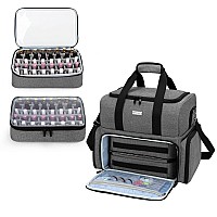 BAFASO Nail Polish Organizer Holds 80 Bottles (15ml - 0.5 fl.oz) and a UV Nail Lamp, Nail Polish Case with 2 Removable Pouches and Manicure Tools Storage Sections (Patented), Gray