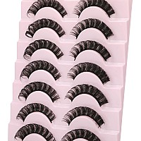 Wiwoseo False Eyelashes Russian Strip Lashes D Curly Faux Mink Lashes Wispy Fluffy Volume Russian Lashes 3D Effect Fake Eyelashe