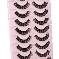 Wiwoseo False Eyelashes Russian Strip Lashes D Curly Faux Mink Lashes Wispy Fluffy Volume Russian Lashes 3D Effect Fake Eyelashe