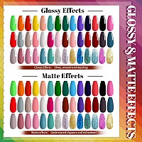 Jewhiteny 45 Pcs Gel Nail Kit With 42 Colors Nail Polish Set Green Blue Red Pink Collection Gifts For Women