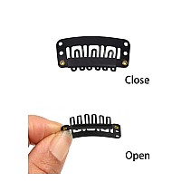 50 Pcs Metal Ushape Snap Clips 32Mm 6Teeth Wig Clips With Rubber For Hair Extensions Hairpieces Black