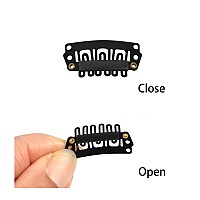 50 Pcs Metal Ushape Snap Clips 28Mm 6Teeth Wig Clips With Rubber For Hair Extensions Hairpieces Black