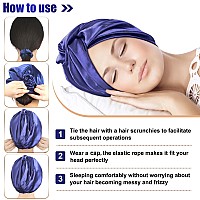 6 Pieces Womens Hair Wrap Set Silk Bonnet Scrunchy And Ponytail Holder For Sleeping And Hair Care Pink Navy Blue Rose Go