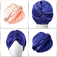 6 Pieces Womens Hair Wrap Set Silk Bonnet Scrunchy And Ponytail Holder For Sleeping And Hair Care Pink Navy Blue Rose Go