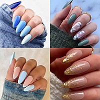 Una Gella Full Almond Fake Nails 960Pcs Almond Press On Nails Preshape Almond Gel Nail Tips For Full Cover Acrylic Almond Nails