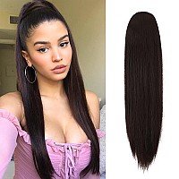 FESHFEN Ponytail Extensions Long Straight Drawstring Ponytails Natural Synthetic Hairpiece Clip in Ponytails Hairpieces for Women Girls, 20 inch