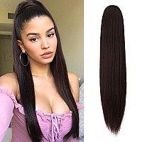 FESHFEN Ponytail Extensions Long Straight Drawstring Ponytails Natural Synthetic Hairpiece Clip in Ponytails Hairpieces for Women Girls, 24 inch