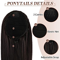 FESHFEN Ponytail Extensions Long Straight Drawstring Ponytails Natural Synthetic Hairpiece Clip in Ponytails Hairpieces for Women Girls, 24 inch