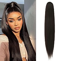 FESHFEN Straight Drawstring Ponytails Extension 28 inch Long Straight Pony Tails Natural Synthetic Hairpiece Clip in Ponytails Hairpieces for Women Girls,