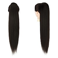 FESHFEN Straight Drawstring Ponytails Extension 28 inch Long Straight Pony Tails Natural Synthetic Hairpiece Clip in Ponytails Hairpieces for Women Girls,