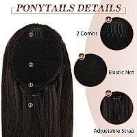 FESHFEN Straight Drawstring Ponytails Extension 28 inch Long Straight Pony Tails Natural Synthetic Hairpiece Clip in Ponytails Hairpieces for Women Girls,